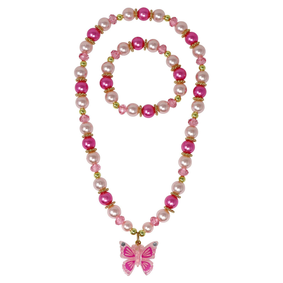 Pink Butterfly Necklace & Bracelet Set-zoom-1