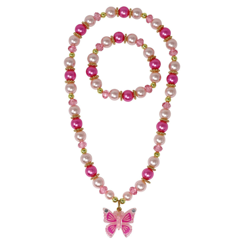 Pink Butterfly Necklace & Bracelet Set-zoom-