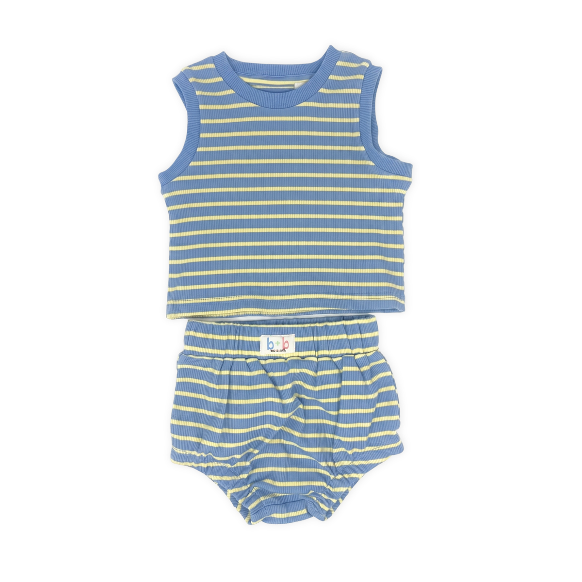 Striped Ribbed Organic Cotton Baby Set-zoom-1