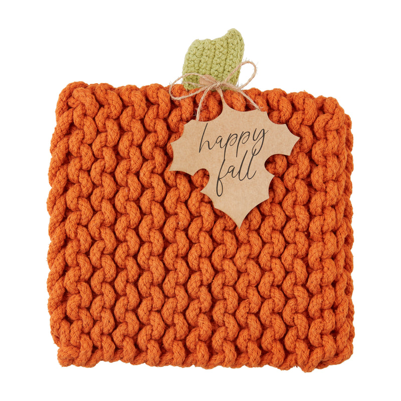 Orange Pumpkin Knit Trivet-zoom-