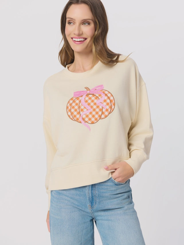 GINGHAM PUMPKIN RELAXED SWEATSHIRTS-zoom-