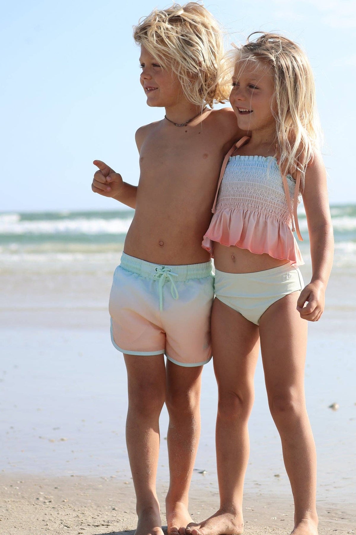 Smocked Tankini Set (peach ombre)-zoom-1