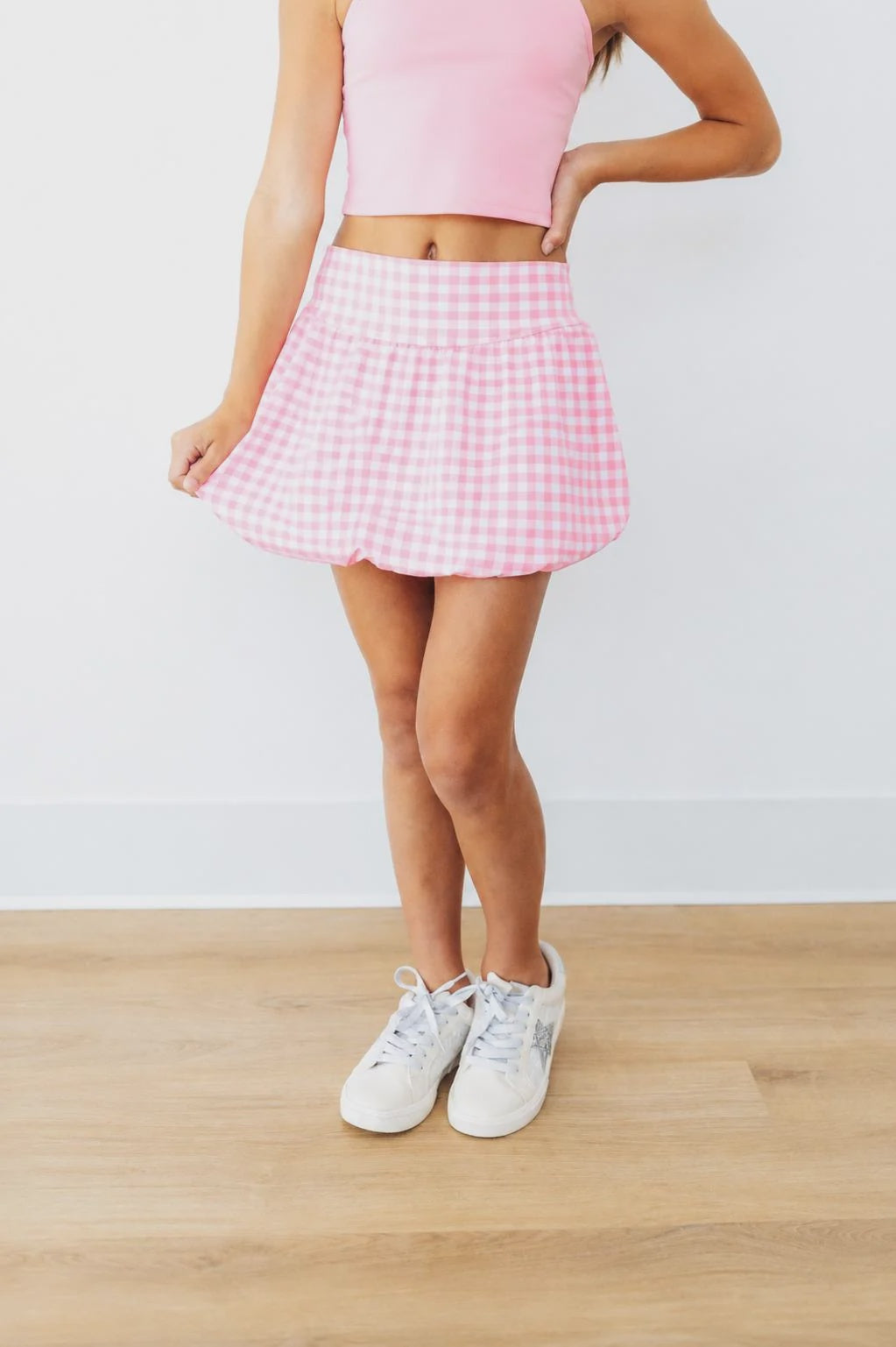 Go-Getter Gingham Active Bubble Skort