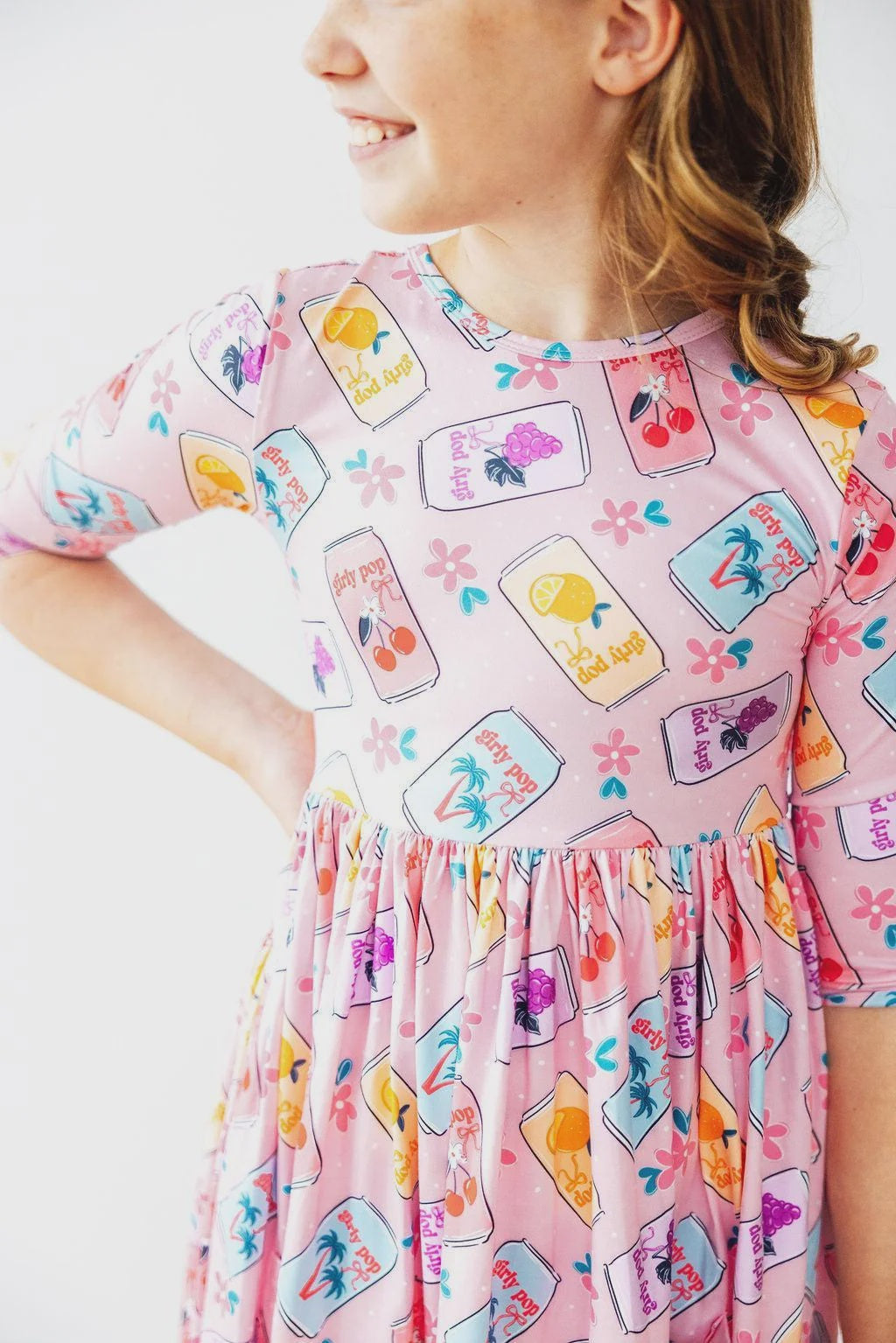 Girly Pop 3/4 Sleeve Pocket Twirl Dress-zoom-1