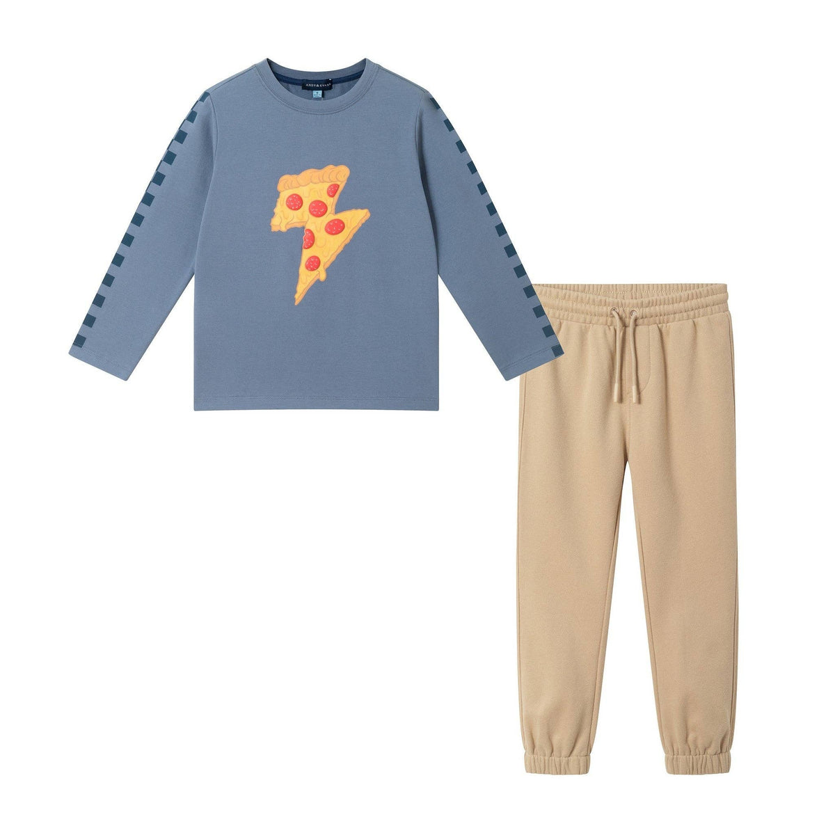 Boys Long Sleeve Tee & Jogger Set | Pizza Lightning-Bolt-1