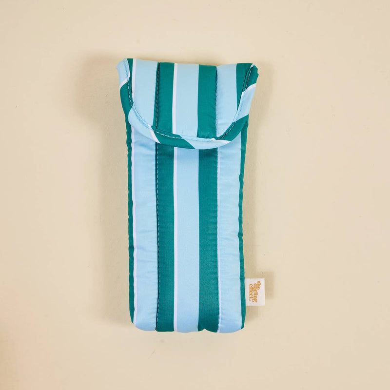 Puffy Sunglasses Case–Sicily Stripes Teal-zoom-