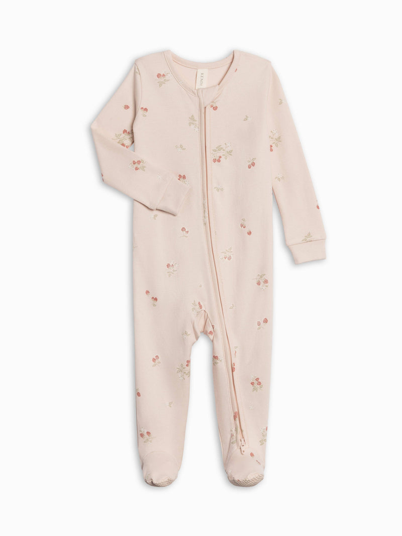 Peyton Zipper Sleeper - Raspberries / Shell + Mint-zoom-