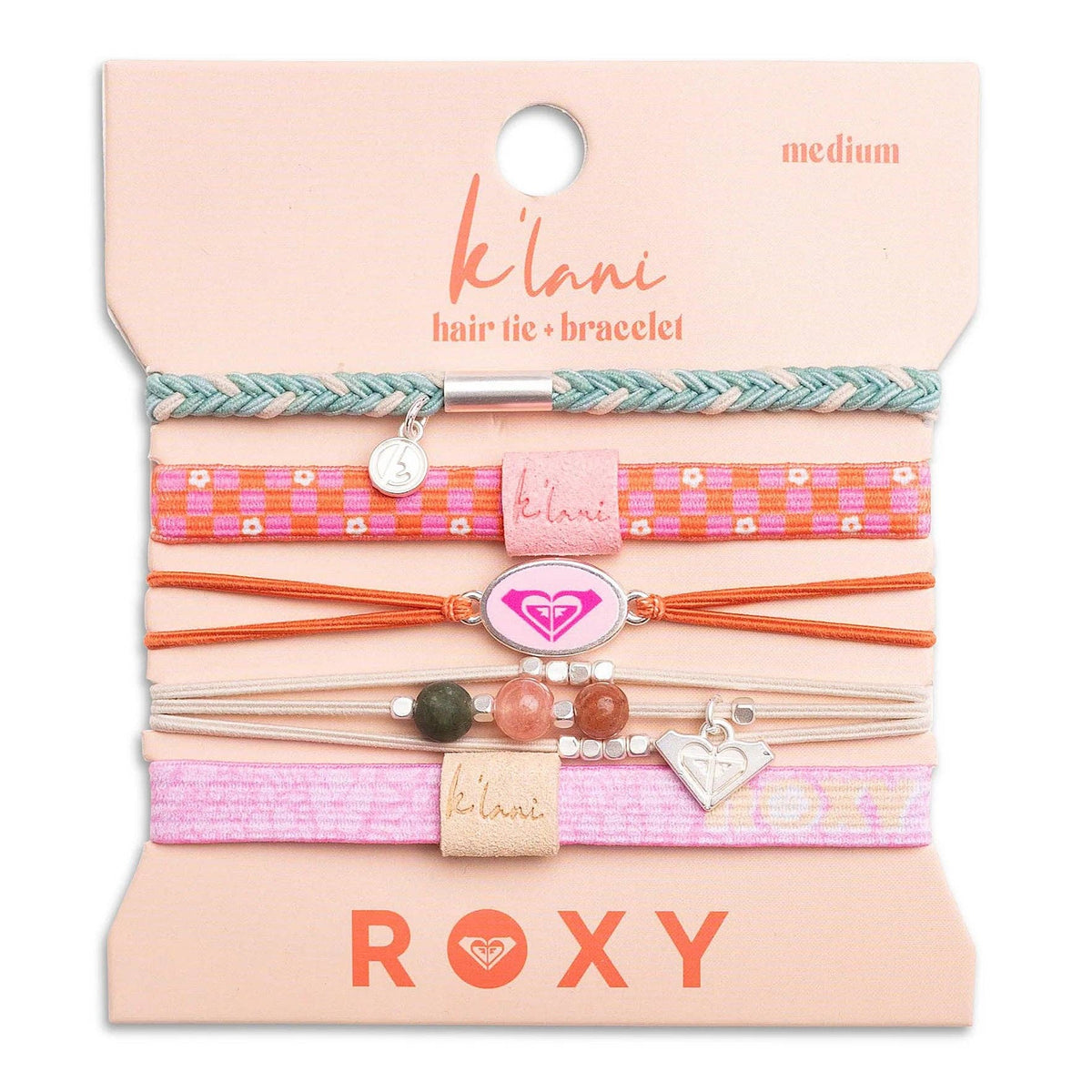 "Roxy Pink Tropics" Pink & Coral Island Vibe Hair Tie Bracelets-1