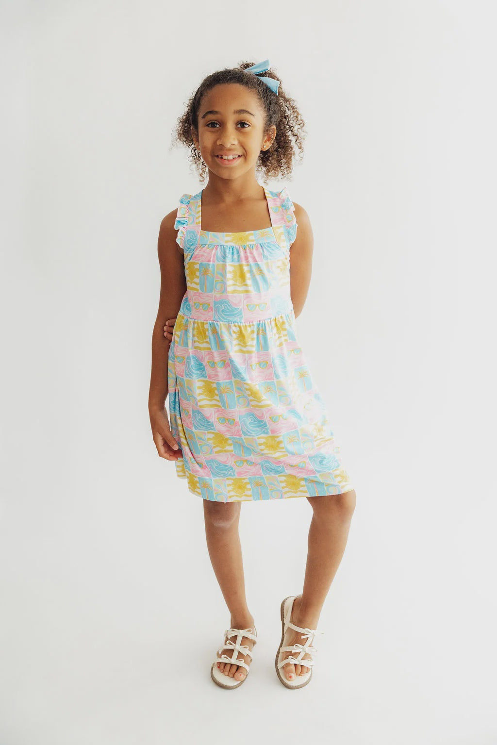 Tropical Summer Ruffle Cross Back Dress-zoom-1