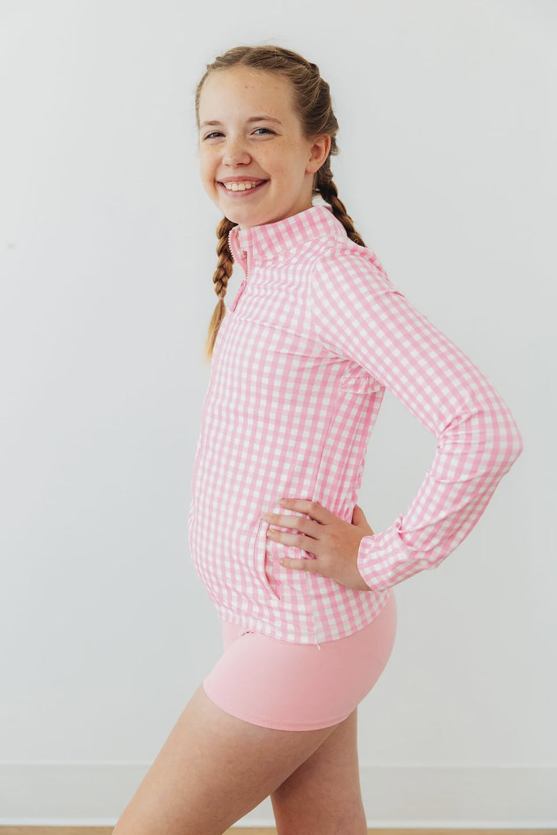Go-Getter Gingham Ruffle Active Jacket-zoom-