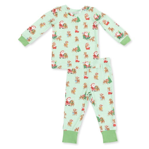 Vintage Reindeer & Santa Uni - Long Sleeve Loungewear Set-zoom-1
