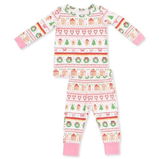Gingerbread Fair Isle Pink - Long Sleeve Loungewear Set-zoom-1