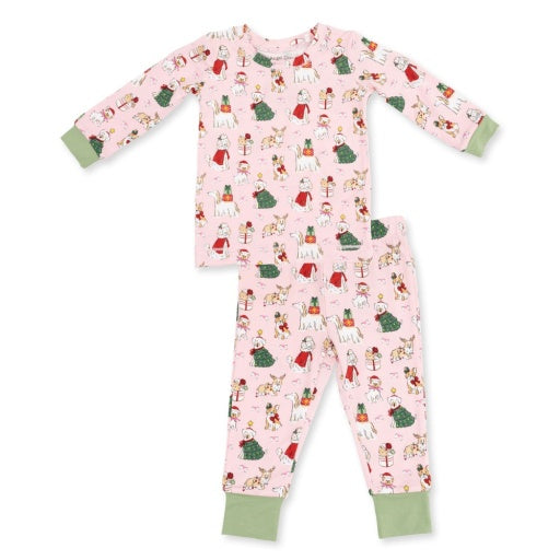 Christmas Dogs Pink - Long Sleeve Loungewear Set-1