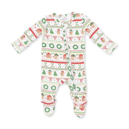 Gingerbread Fair Isle Uni - 2 Way Zipper Footie-zoom-